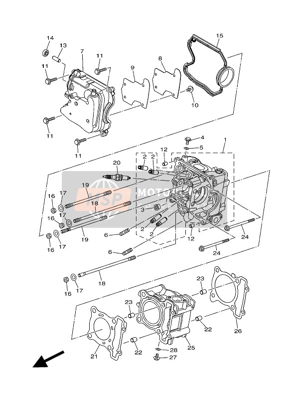 Yamaha GPD125A 2015 Zylinder für ein 2015 Yamaha GPD125A